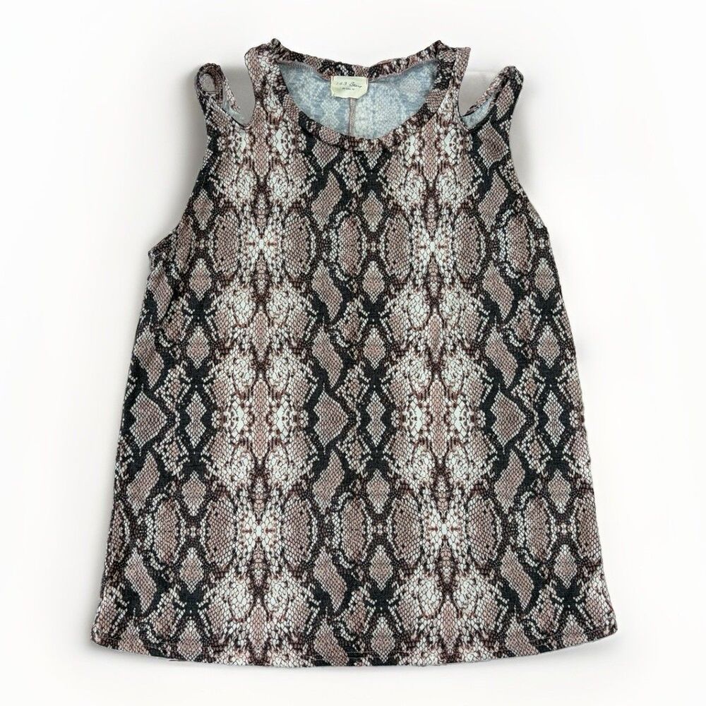 143 Story Pink Brown Snake Print Round Neck Sleeveless Tank Top Women’s Small
